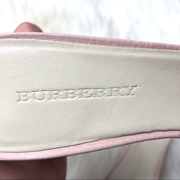 Burberry | Pebbled Leather Pink Mule Sandals 37 - Picture 8 of 9